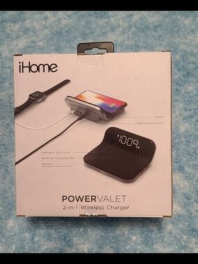 NEW IN BOX - iHome PowerValet 2-in-1 Wireless Charger - Black